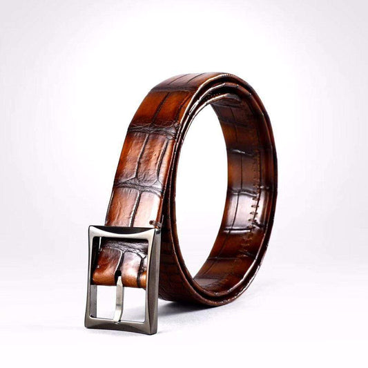 Belt Men's Vintage Genuine Crocodile Leather Double Side With Stainless Steel Buckle