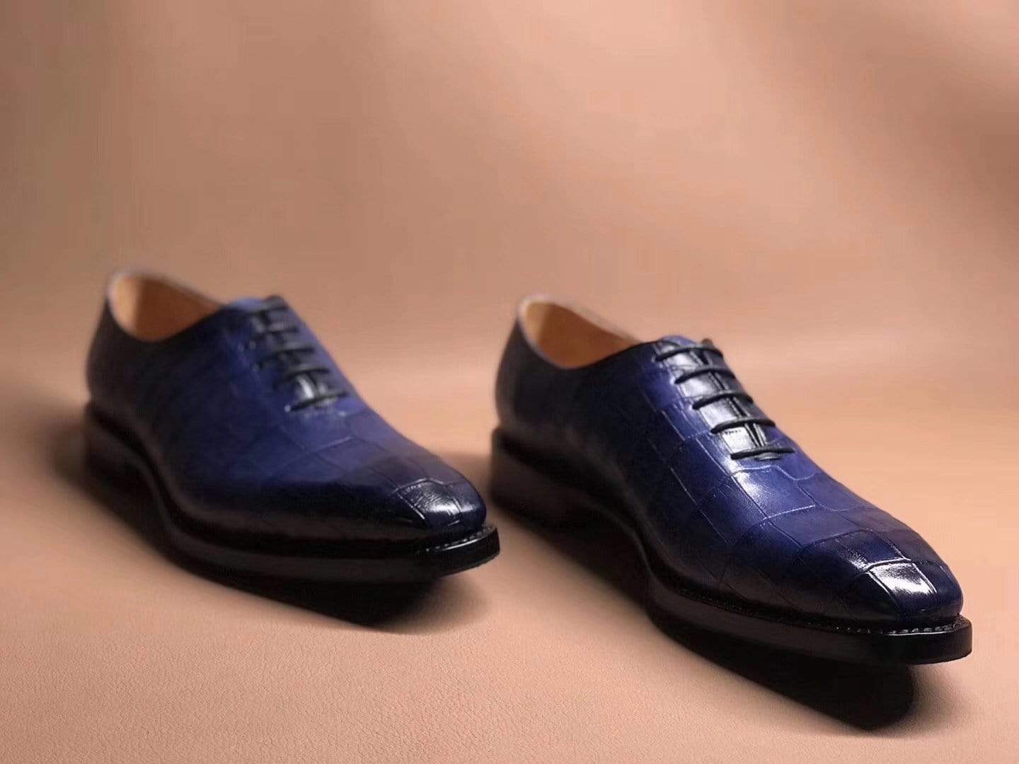 Crocodile Shoes Blue Crocodile Leather Lace Up Shoes