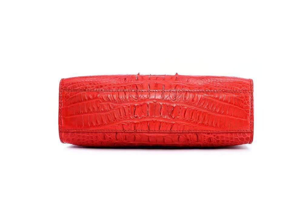 Rossie Viren crocodile leather clutch handbag with flap chain, crossbody and shoulder strap, elegant and stylish accessory.