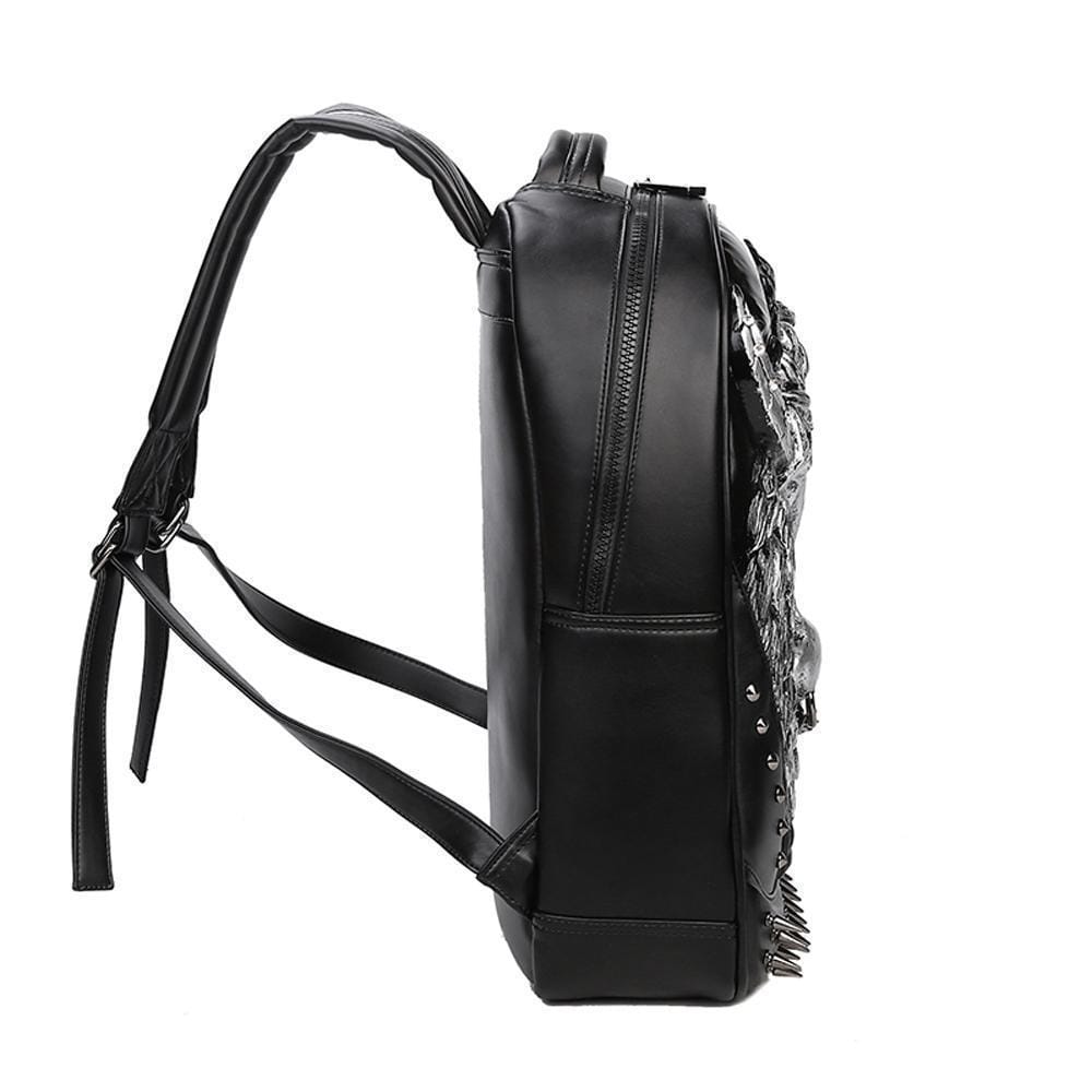Rossie Viren cow-head 3D PU leather casual laptop backpack with a playful cow design, ideal for school or everyday use.