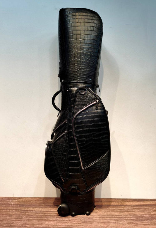 Crocodile Belly Leather Golf Bags ,Golf Sets , Golf Cart Bags & Golf Stand Bags Black With Roller