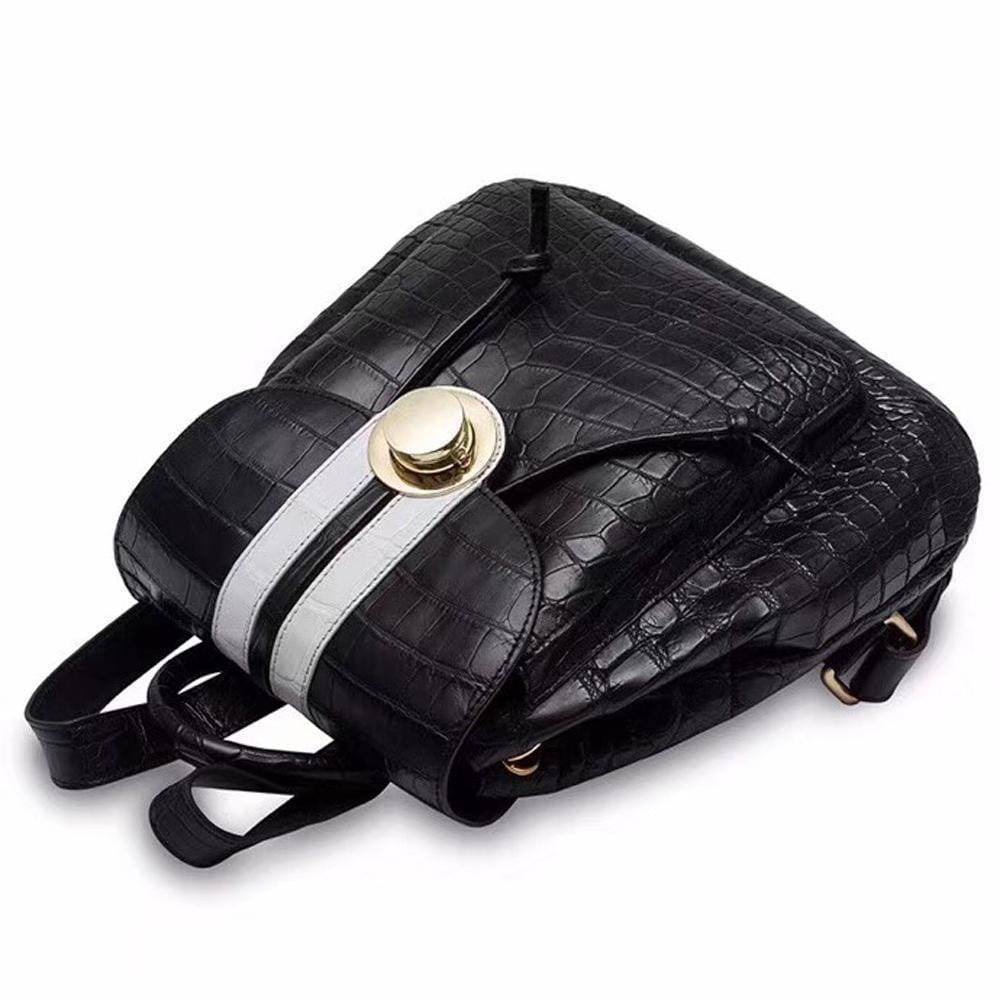 Rossie Viren crocodile belly leather women's backpack handbag with textured, luxurious crocodile pattern and adjustable straps