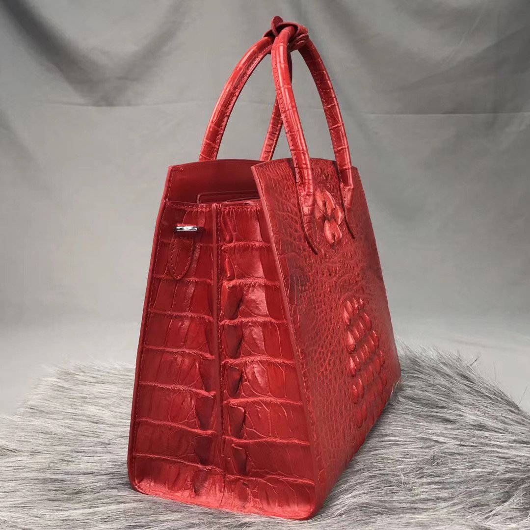 Rossie Viren crocodile bone leather handbag with top handle, featuring a luxurious textured crocodile pattern and elegant design.
