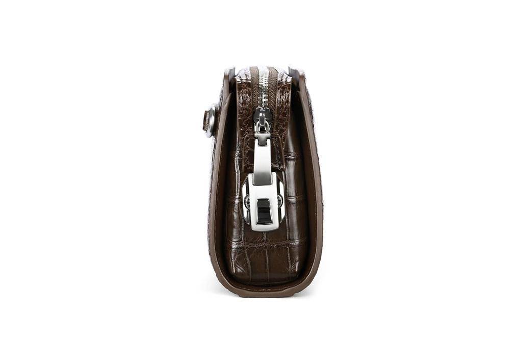 Rossie Viren crocodile center belly leather wallet with code lock and wrist strap, designed for business and everyday use.
