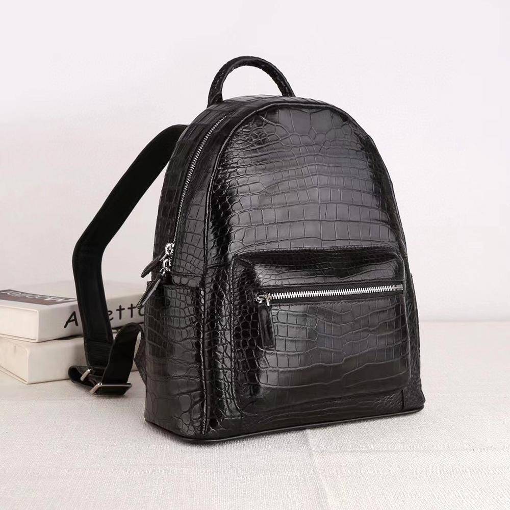 Rossie Viren crocodile leather backpack for women, showcasing a stylish textured crocodile pattern with adjustable straps and spacious interior.