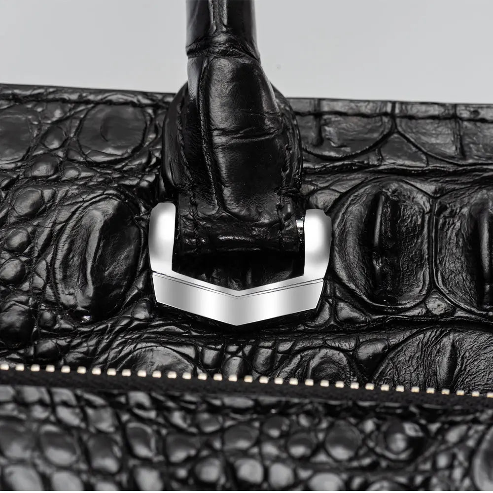 Rossie Viren crocodile leather briefcase handbag with laptop compartment, stylish and durable for professional use.