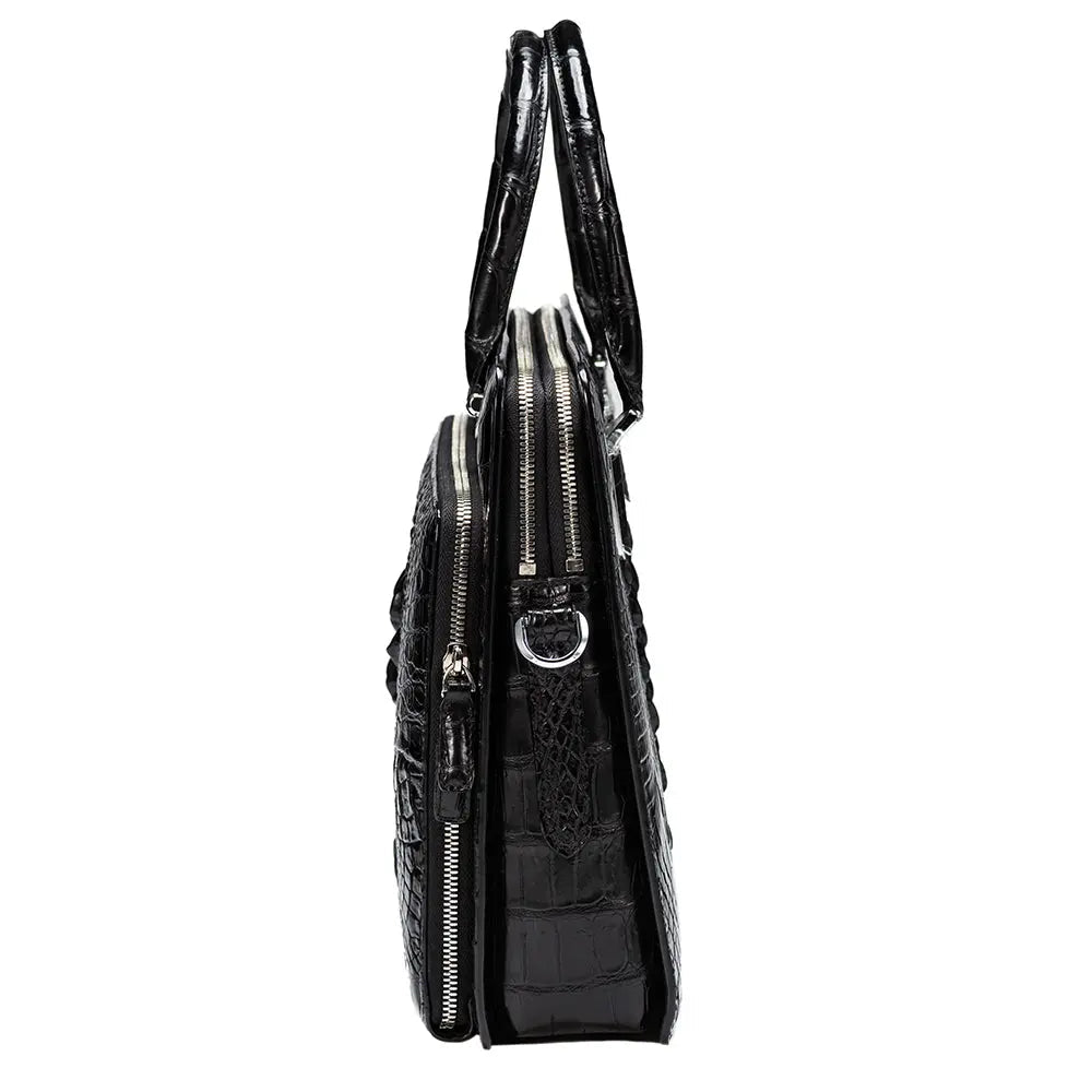 Rossie Viren crocodile leather briefcase handbag with a laptop compartment, stylish and durable for professional use.