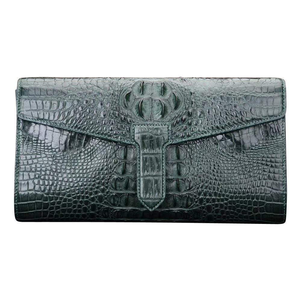 Rossie Viren crocodile leather clutch bag, versatile evening and shopping clutch with textured crocodile pattern.