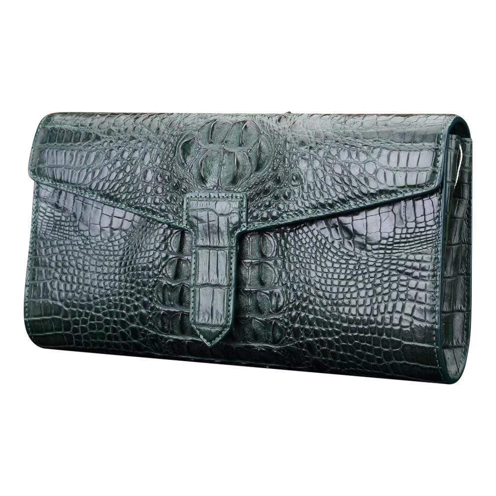 Rossie Viren crocodile leather clutch bag, stylish evening and shopping clutch with textured crocodile pattern.