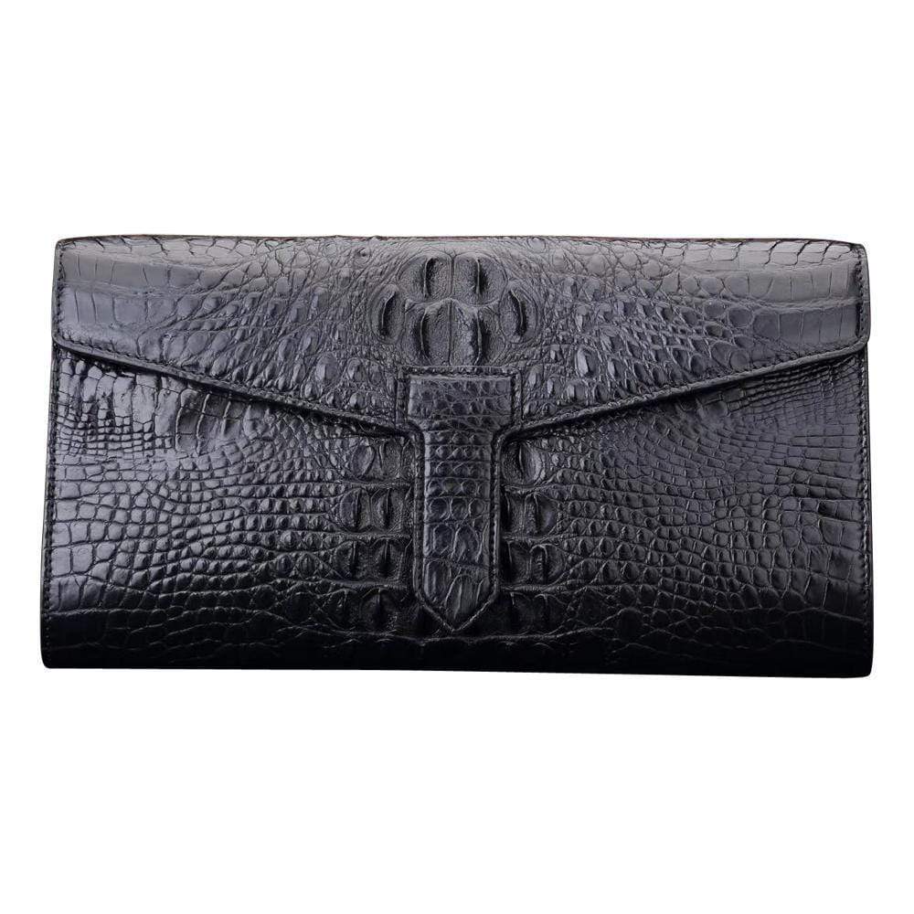 Rossie Viren crocodile leather clutch bag, stylish evening and shopping clutch with textured crocodile pattern.