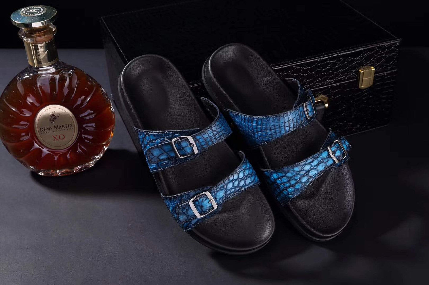 Crocodile Shoes Crocodile Leather Sandals Vintage Sky Blue