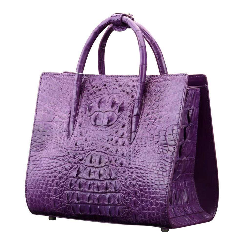 Rossie Viren crocodile leather satchel shoulder bag for women, stylish handbag with textured crocodile pattern and gold-tone hardware.