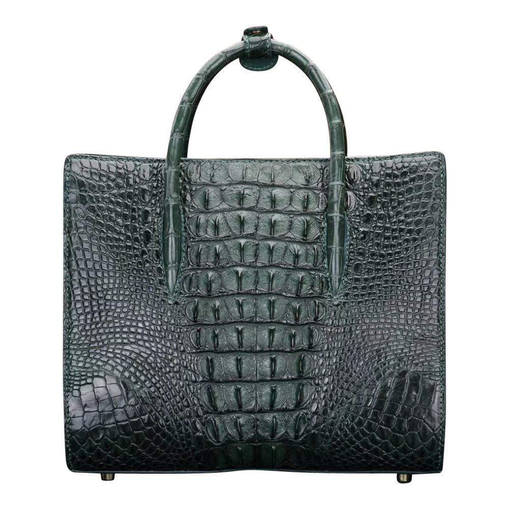 Crocodile leather shoulder handbag for women by Rossie Viren, featuring a stylish satchel design with a top handle and adjustable strap.