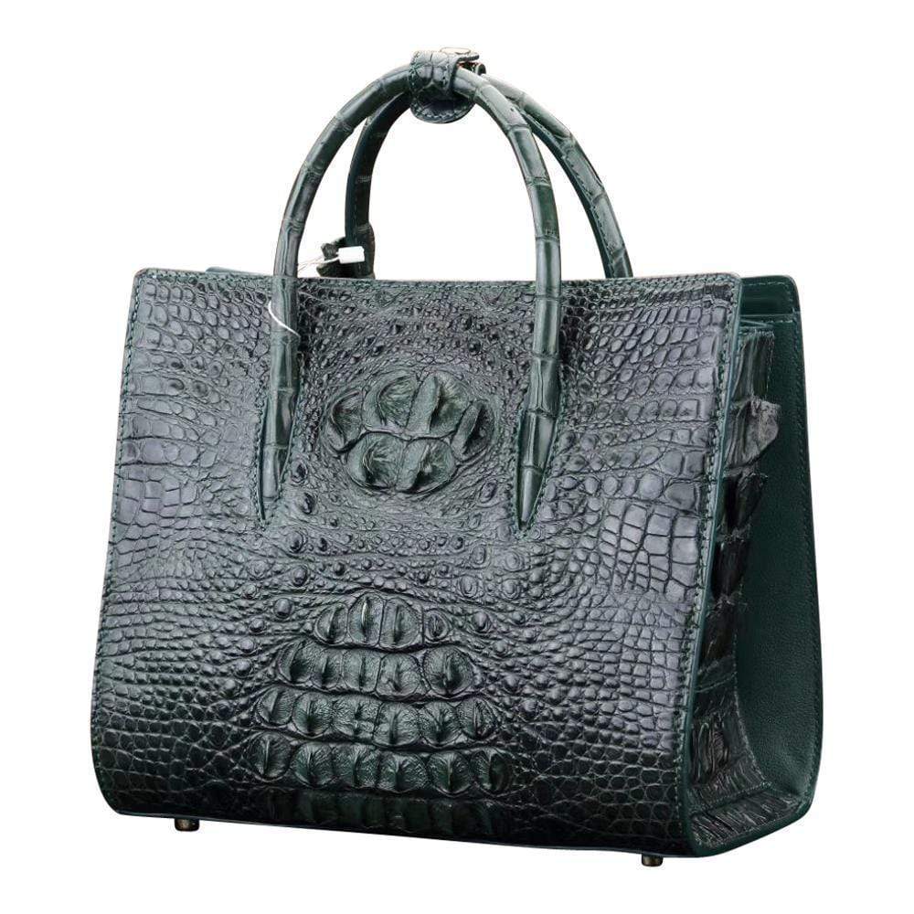 Crocodile leather satchel shoulder bag for women by Rossie Viren, featuring a stylish and textured handbag design.