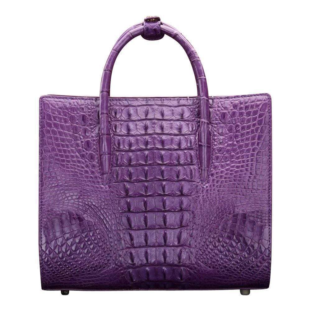 Crocodile leather shoulder handbag for women by Rossie Viren, featuring a stylish satchel design with a top handle and adjustable strap.