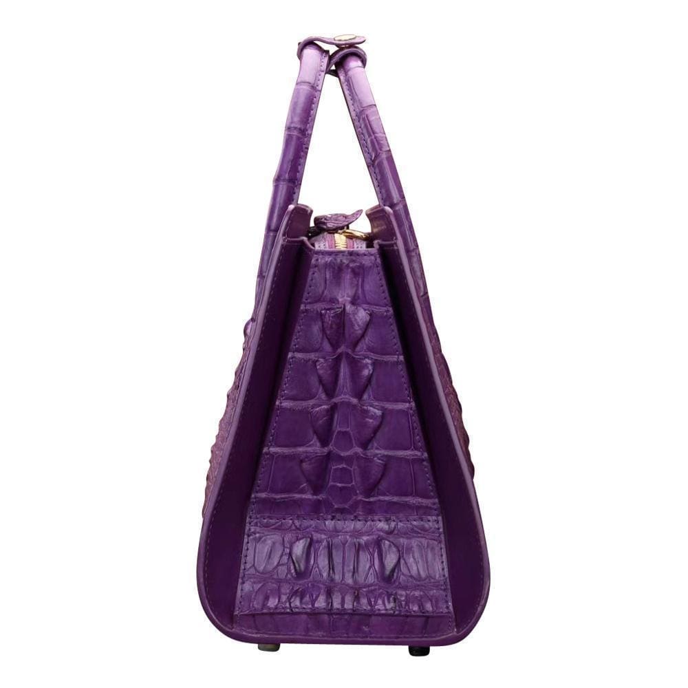 Crocodile leather satchel shoulder bag for women by Rossie Viren, featuring a sleek design and textured crocodile pattern.