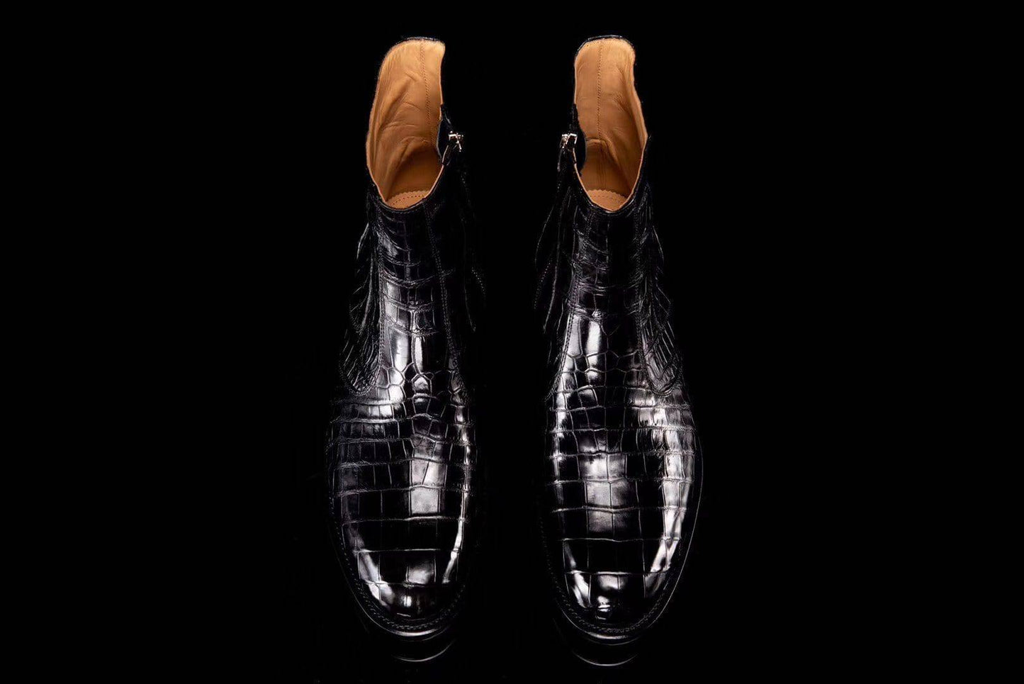 Crocodile Shoes Crocodile Leather Side-Zip Ankle Boots