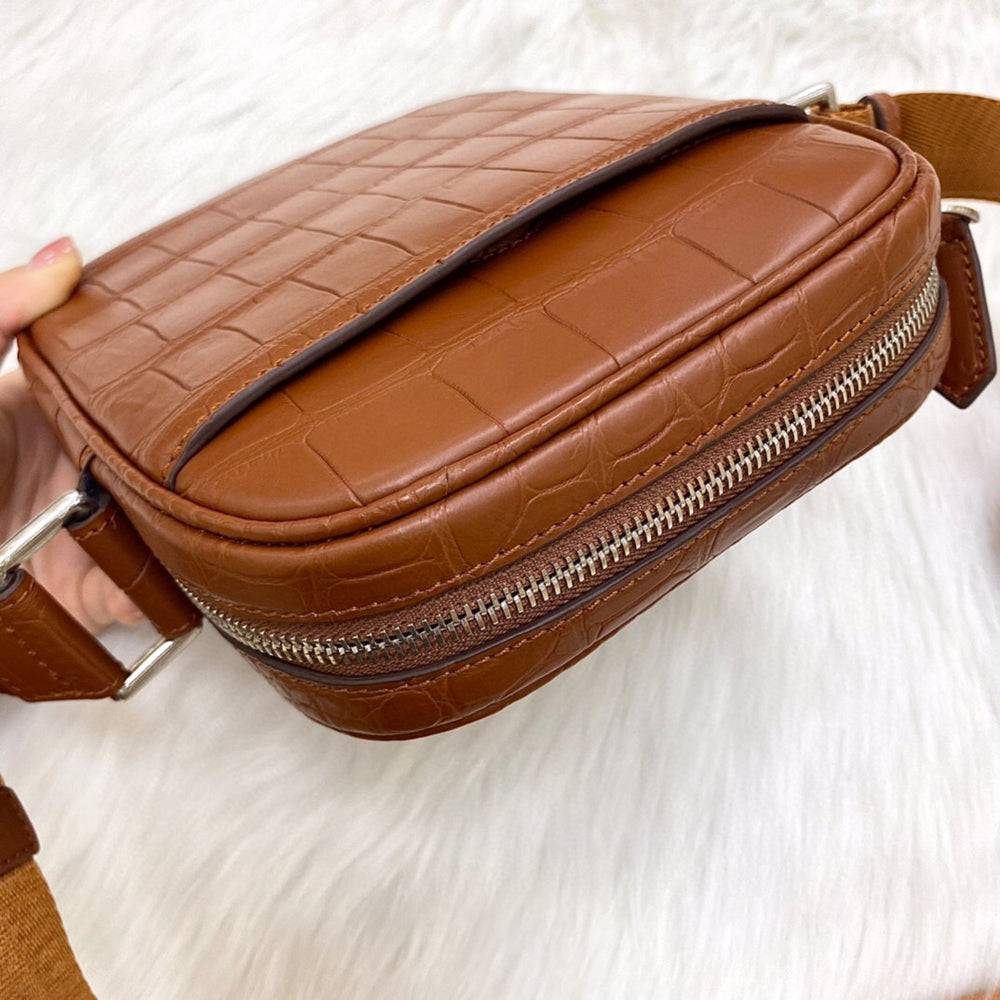 Rossie Viren crocodile leather small crossbody shoulder handbag, stylish and compact with textured crocodile pattern.