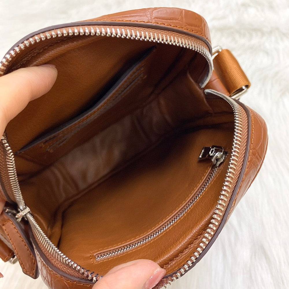 Rossie Viren crocodile leather small crossbody shoulder bag with sleek design and compact size, perfect for everyday use.