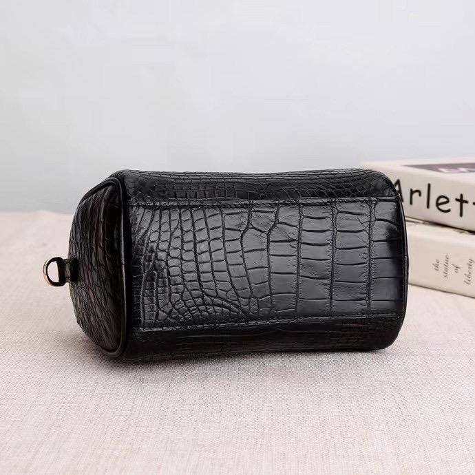 Crocodile Leather Speedy Satchel Bag Black