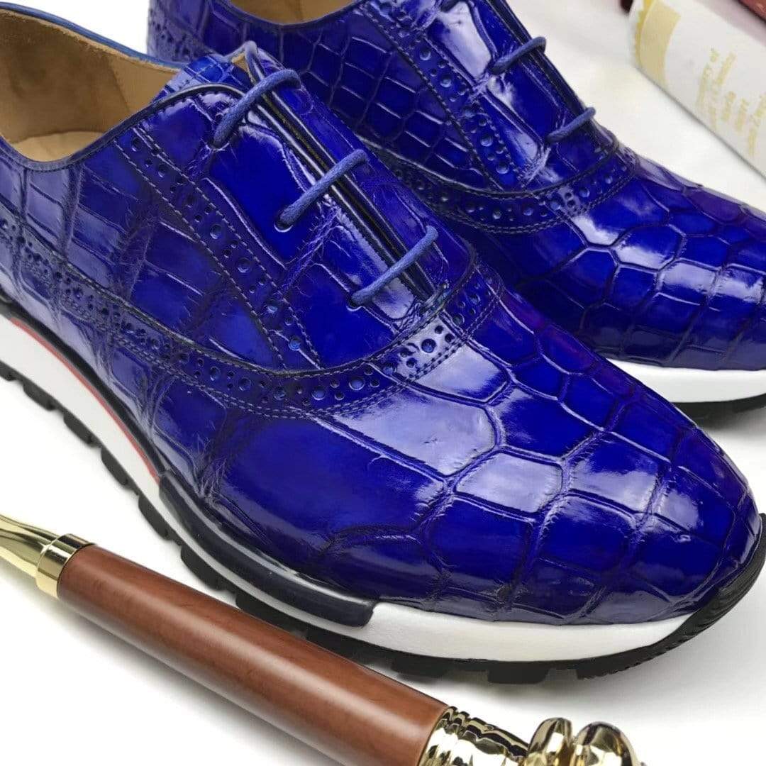 Rossie Viren crocodile-pattern sports shoes for men, stylish leisure shoes with textured crocodile design and comfortable fit.