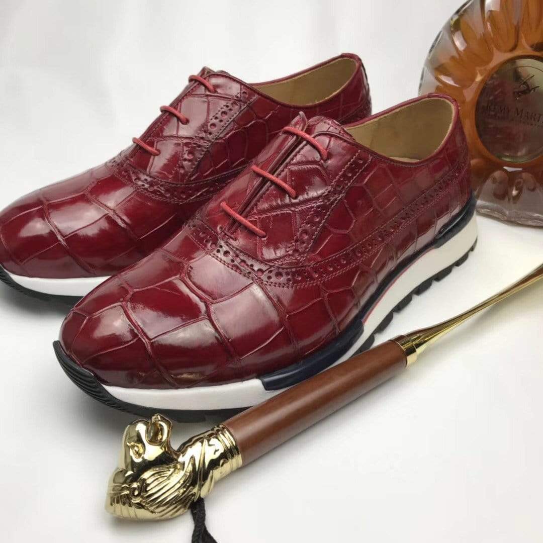 Rossie Viren crocodile sports shoes for men, casual leisure shoes with a crocodile-textured design, stylish and comfortable footwear.