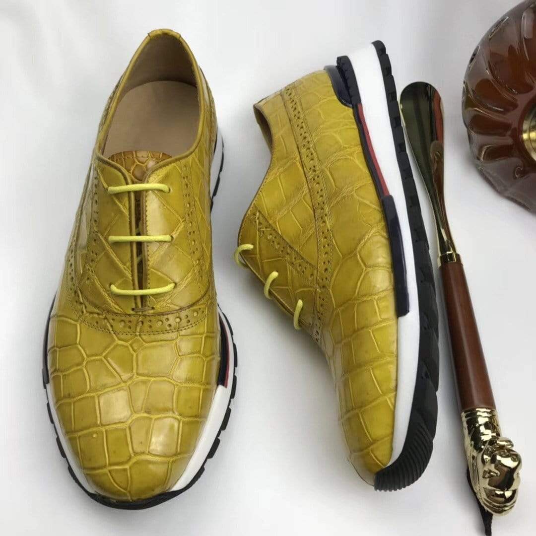 Rossie Viren crocodile-pattern sports shoes for men, casual leisure footwear with textured crocodile design and sturdy sole.