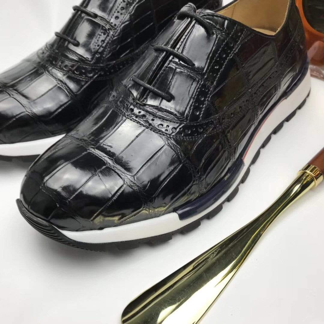 Rossie Viren crocodile print sports shoes for men, casual leisure shoes with textured crocodile-style design.