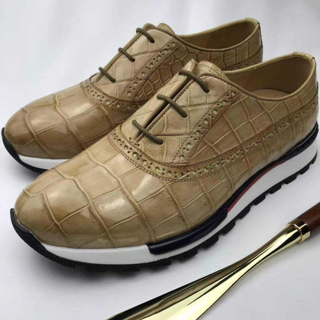 Rossie Viren crocodile-pattern sports shoes for men, casual leisure shoes with stylish crocodile texture and comfortable fit.