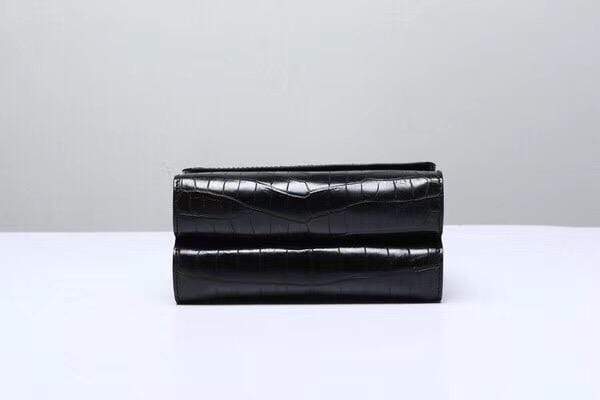 Crocodile Top Handle Bag Black