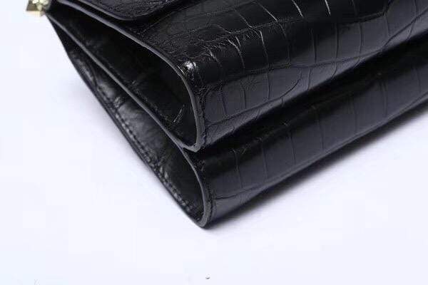 Crocodile Top Handle Bag Black