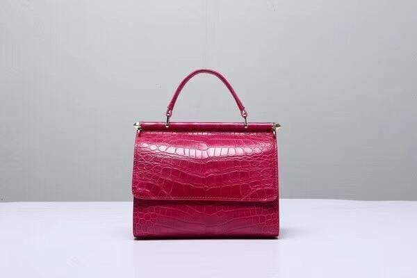 Crocodile Top Handle Bag Peach