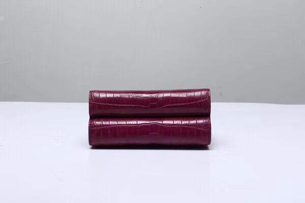 Crocodile Top Handle Bag Wine Red