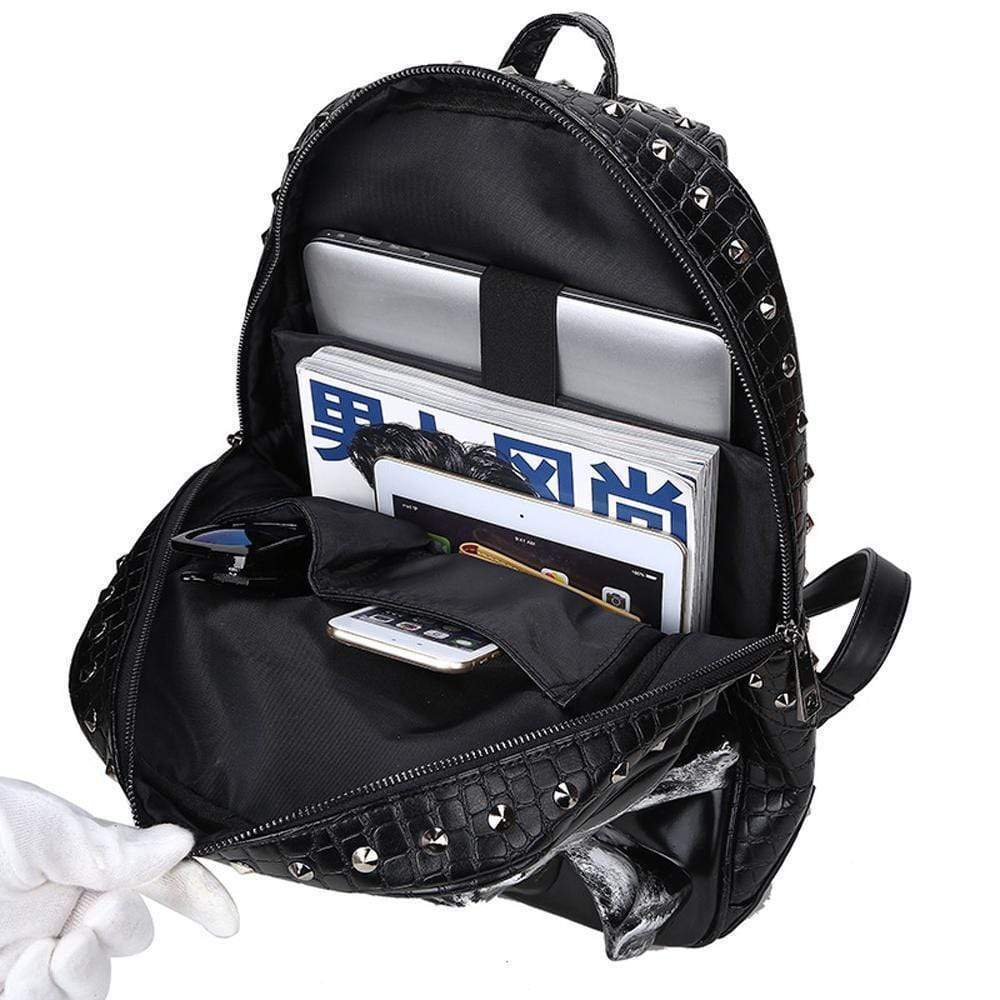 Rossie Viren 3D punk backpack featuring a pirate skull and crown design, perfect for teens' school and casual use.