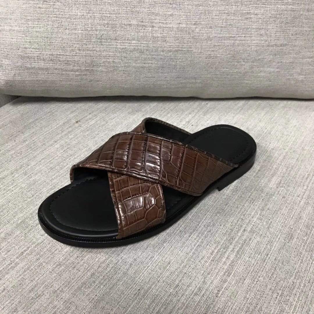 Preorder  Genuine  Crocodile Belly Leather  Mens  Slipper