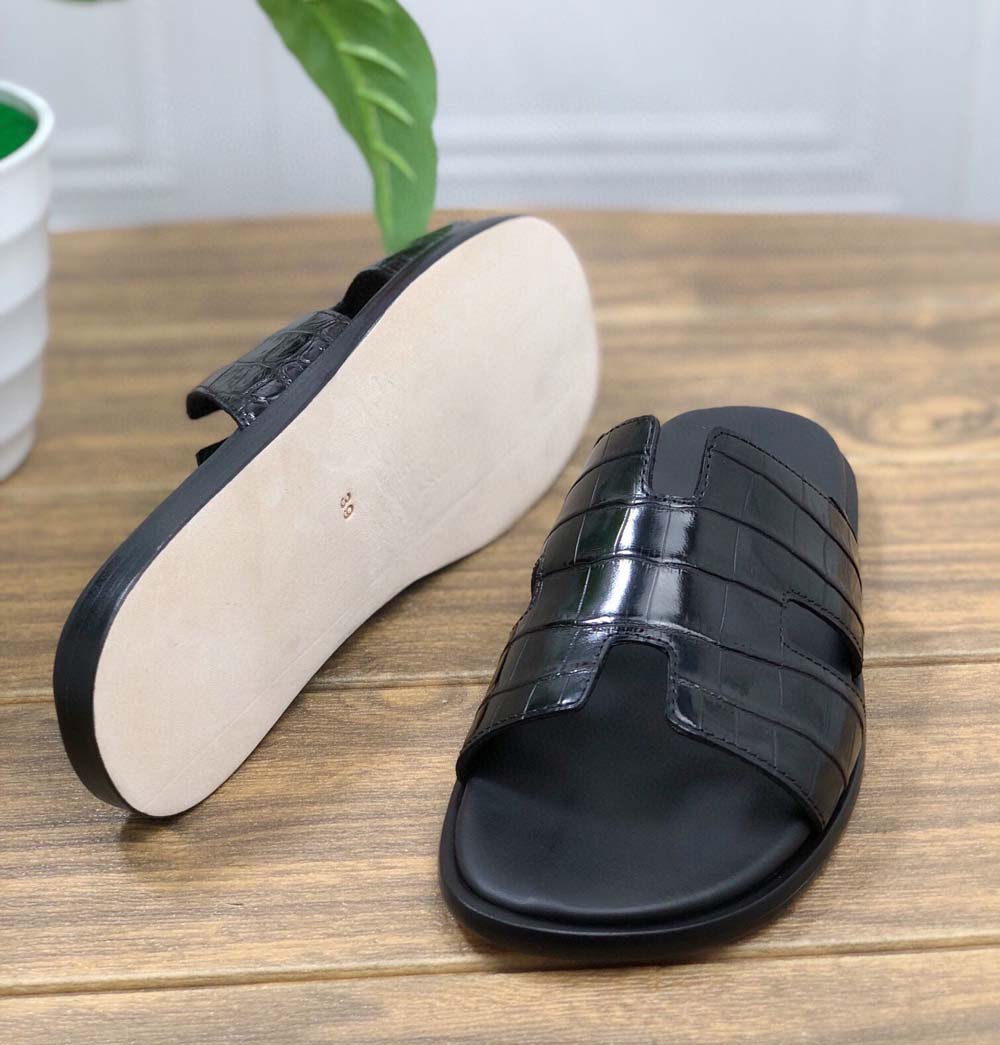 Crocodile Shoes Genuine Crocodile Belly Leather Mens Slipper