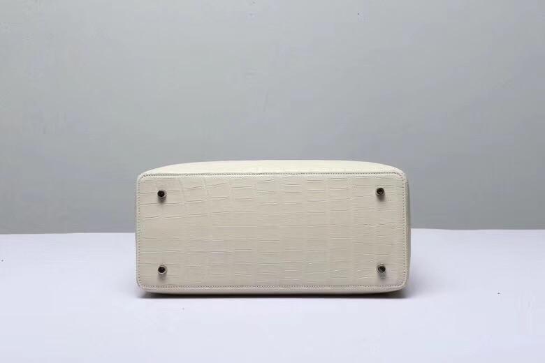 Genuine Crocodile Belly Leather Top Handle Bags For Women Cream 35cm