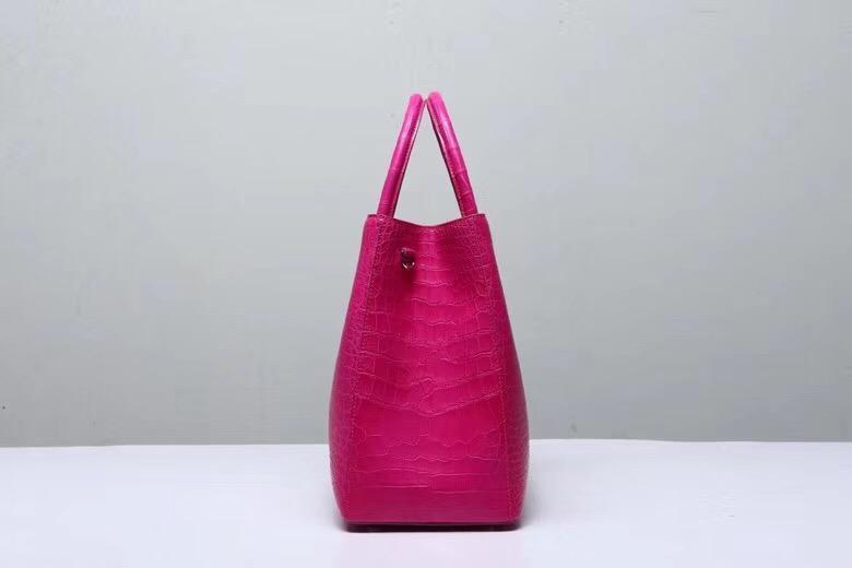 Genuine Crocodile Belly Leather Top Handle Bags For Women Peach 35cm