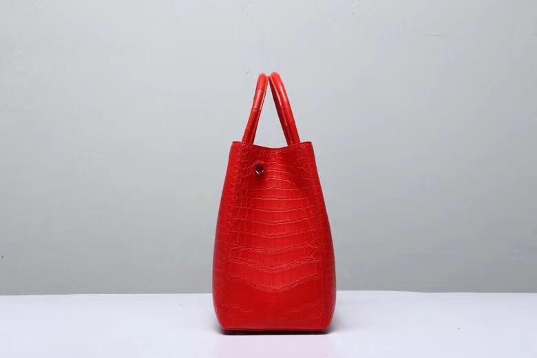 Genuine Crocodile Belly Leather Top Handle Bags For Women Red 35cm