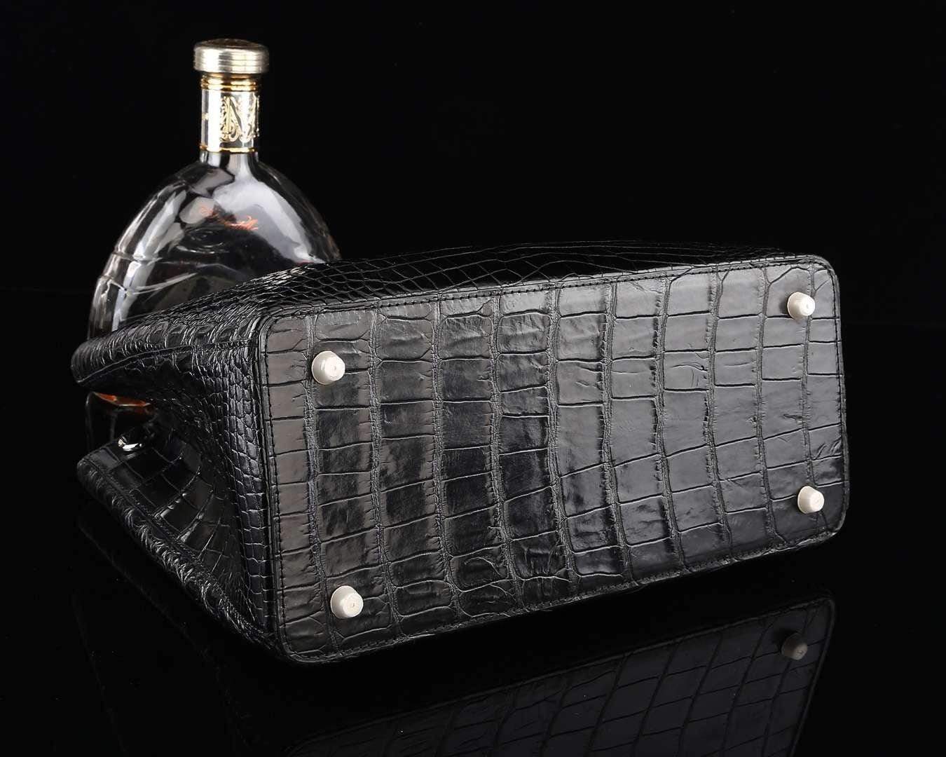 Genuine Crocodile Leather Top Handle Tote  Handbag 33cm