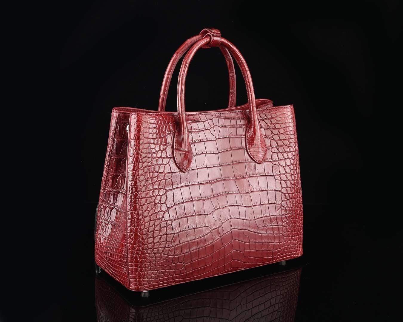 Genuine Crocodile Leather Top Handle Tote  Handbag 33cm