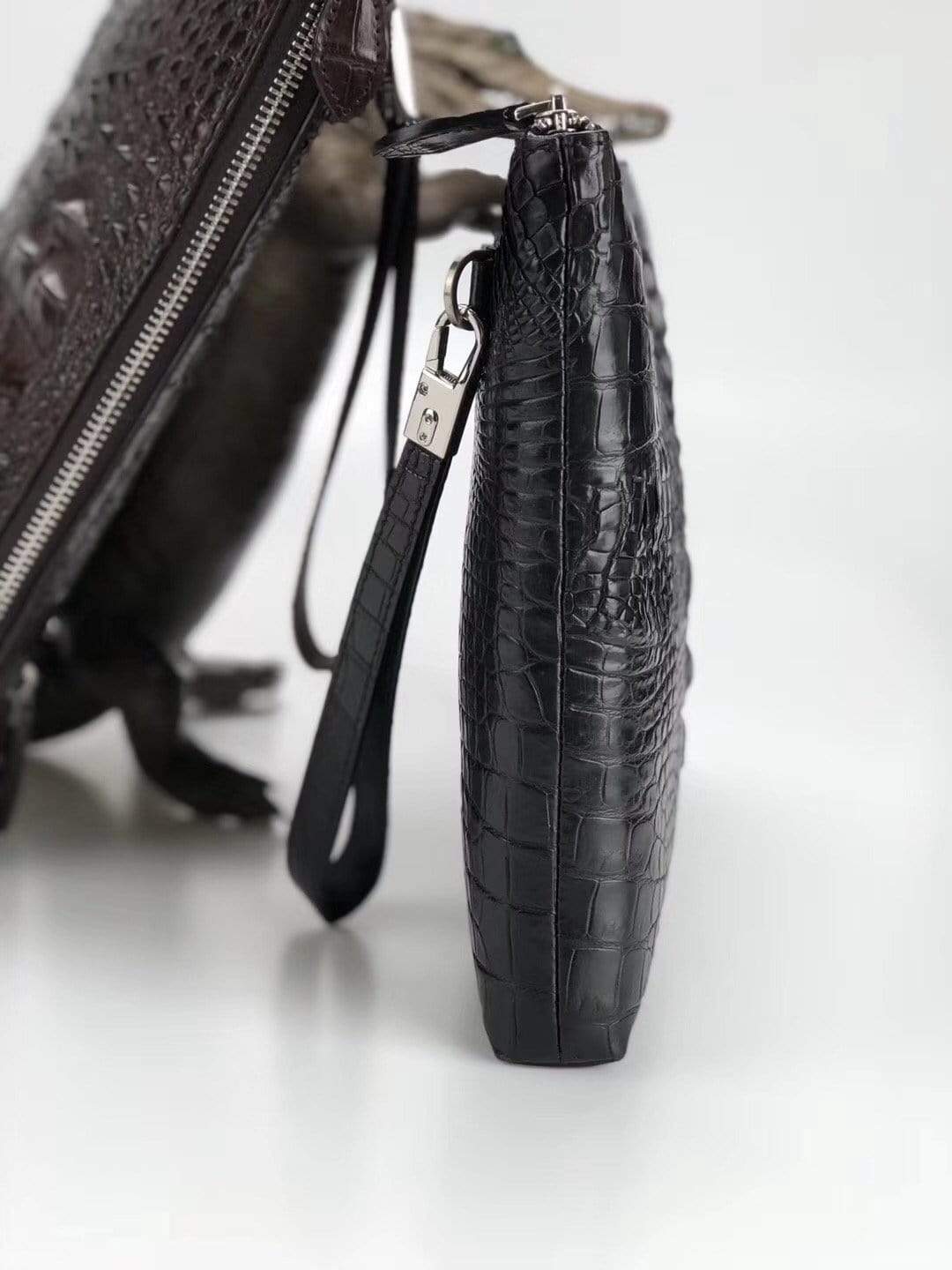 Rossie Viren genuine crocodile bone leather medium iPad clutch case with sleek design and durable craftsmanship.