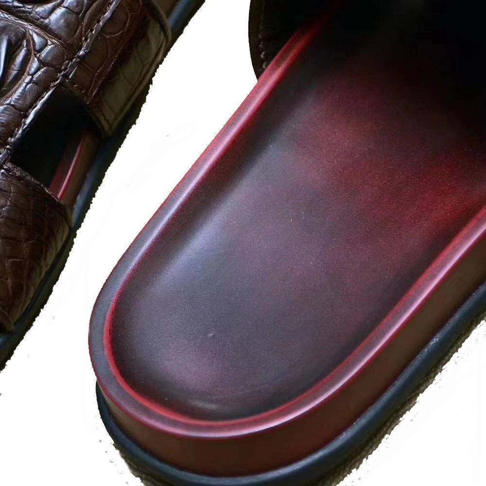 Genuine crocodile bone leather men's slipper by Rossie Viren, featuring a sleek, luxurious design and high-quality craftsmanship.