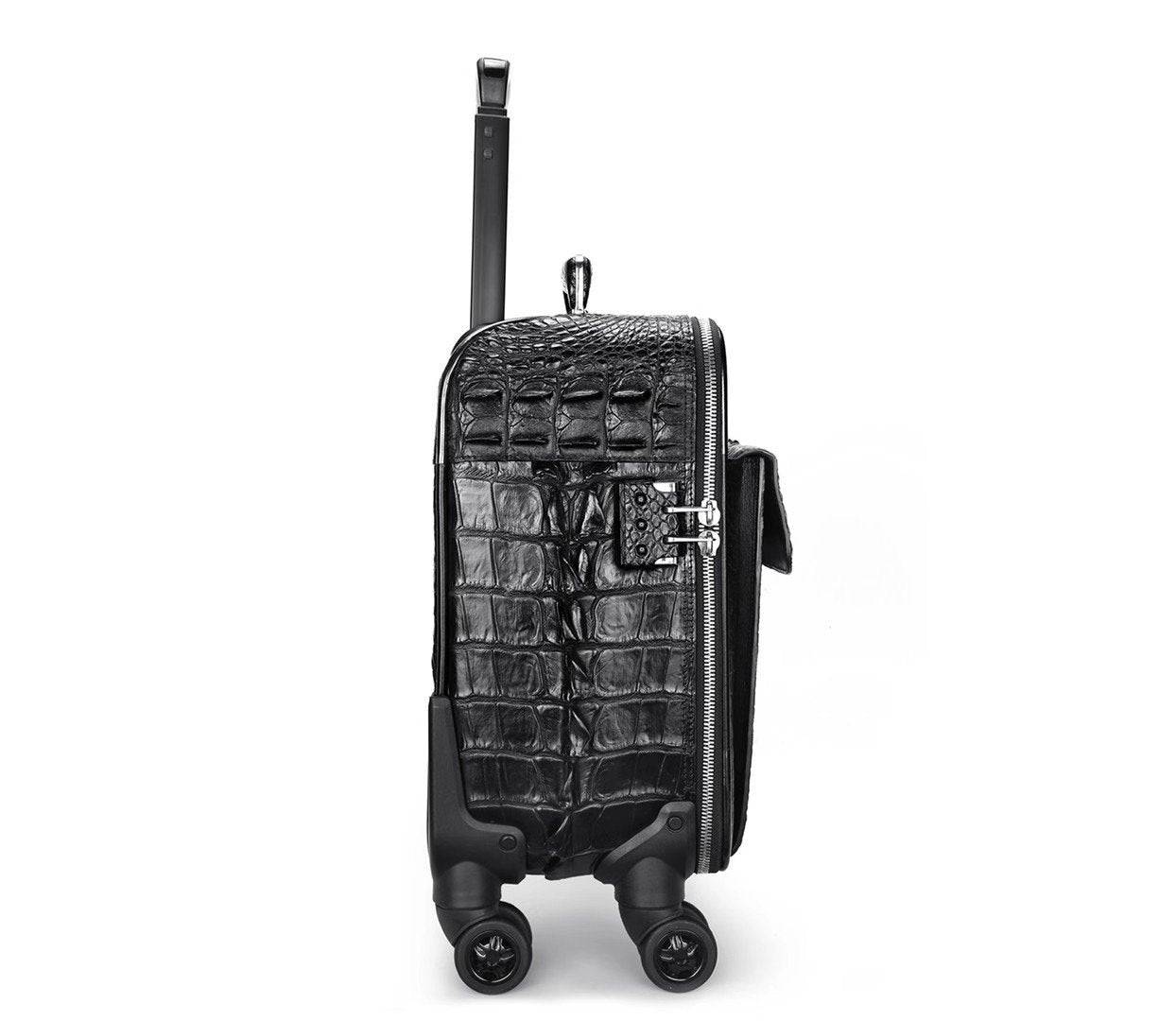 Genuine Crocodile Leather 16 Inch Suitcase Cabin Luggage Universal Wheels Bag Boarding Case Small Box For Short Travel Wheelie Suitcases