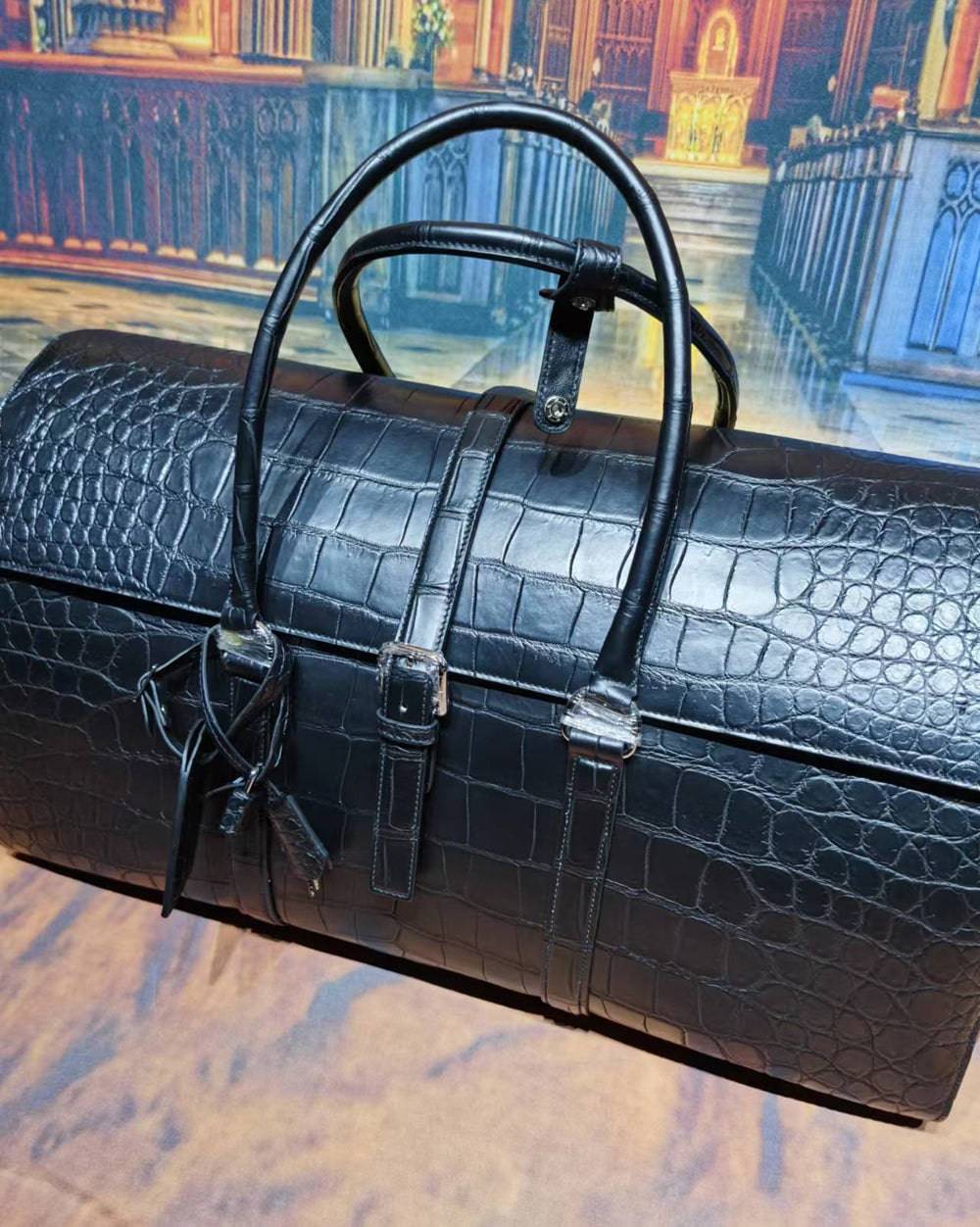 Genuine Crocodile Leather Extra Large Holdall Overnight Weekend Travel Duffel Luggage Bag