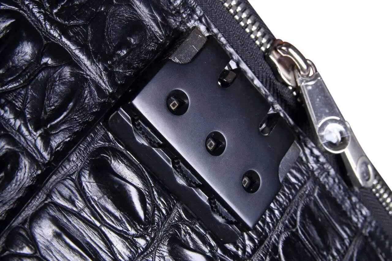 Rossie Viren genuine crocodile leather suitcase with 4 spinner wheels, travel trolley case with sleek, durable design.