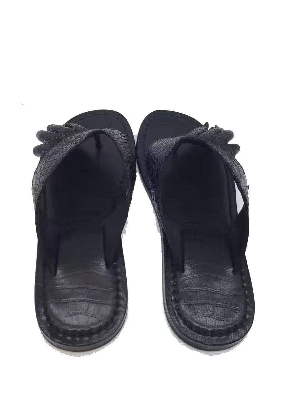 Genuine crocodile leather men's slipper by Rossie Viren, stylish shoes with textured crocodile pattern for casual wear.