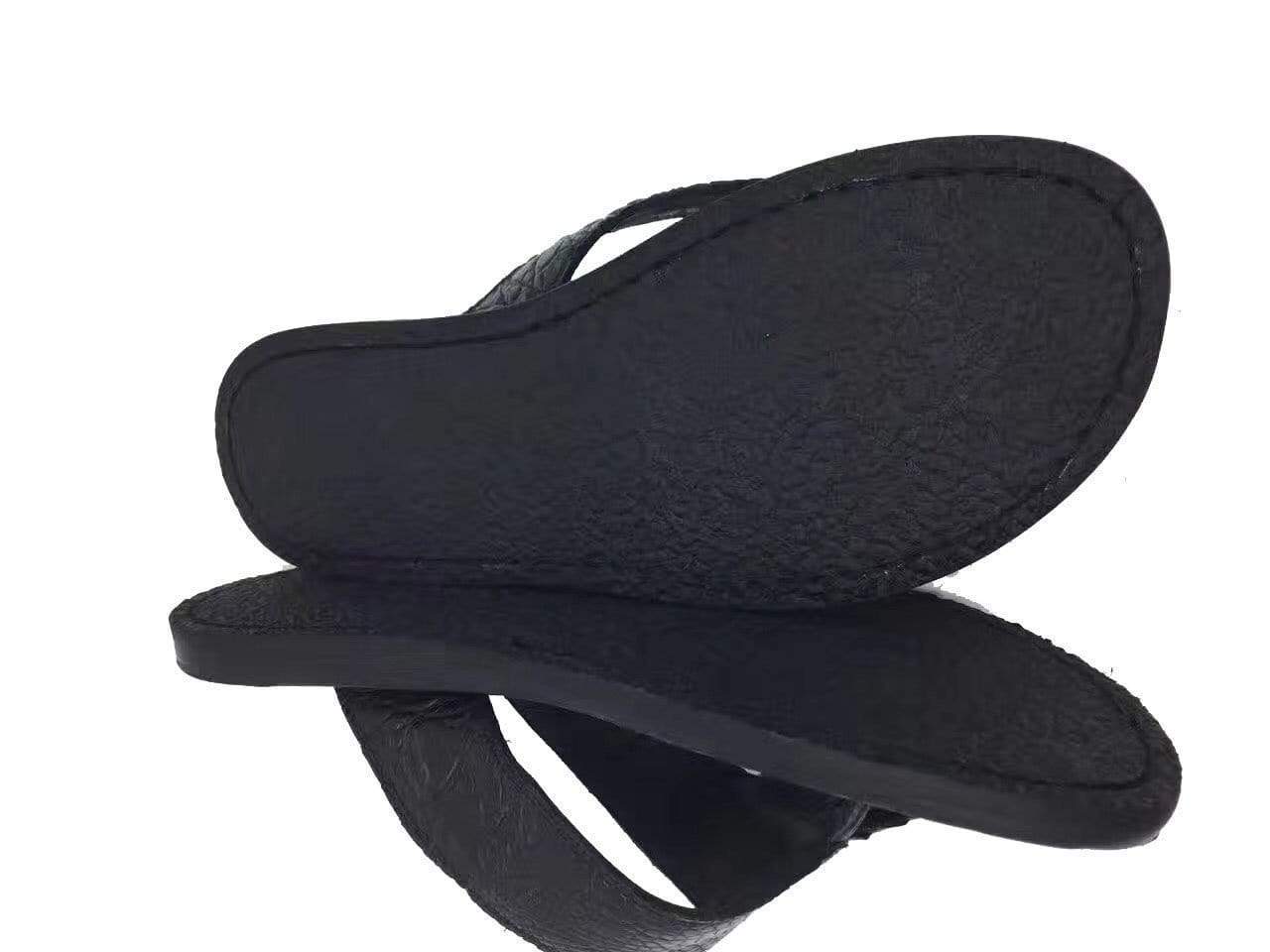 Genuine crocodile leather men's slippers from Rossie Viren, showcasing luxurious craftsmanship and stylish footwear design.