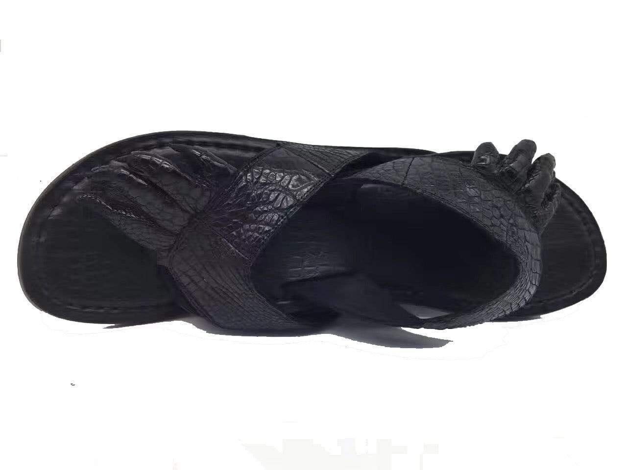 Genuine crocodile leather men's slippers from Rossie Viren, showcasing luxurious textured crocodile pattern and slip-on design.