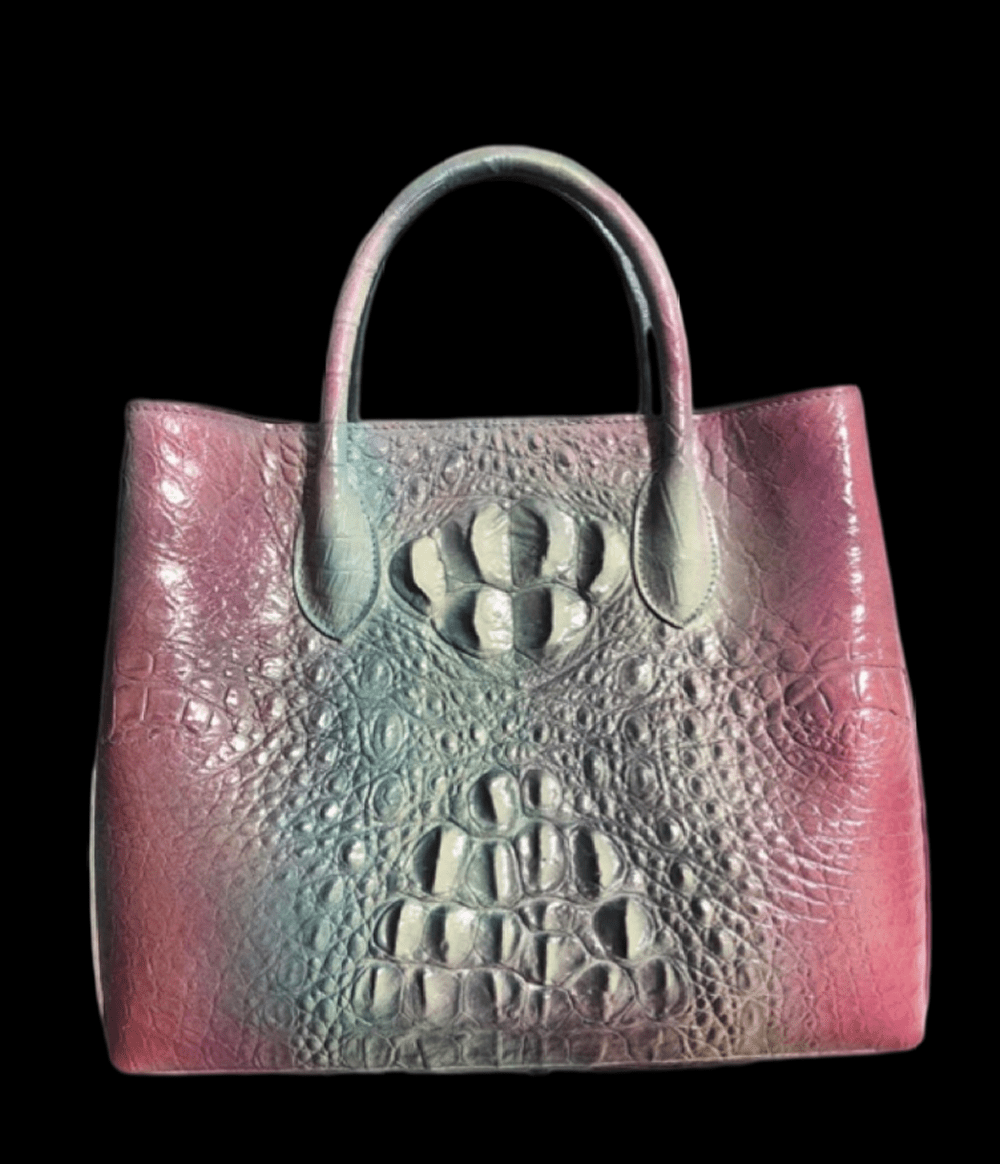 Genuine Crocodile Leather Top Handle Bag Brushed Multi Color